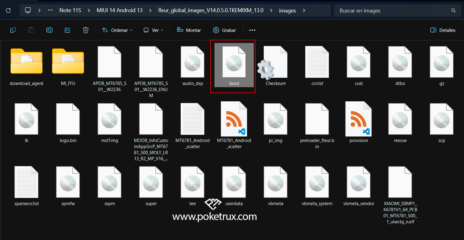 Archivo boot.img extraído de un paquete de firmware Xiaomi
